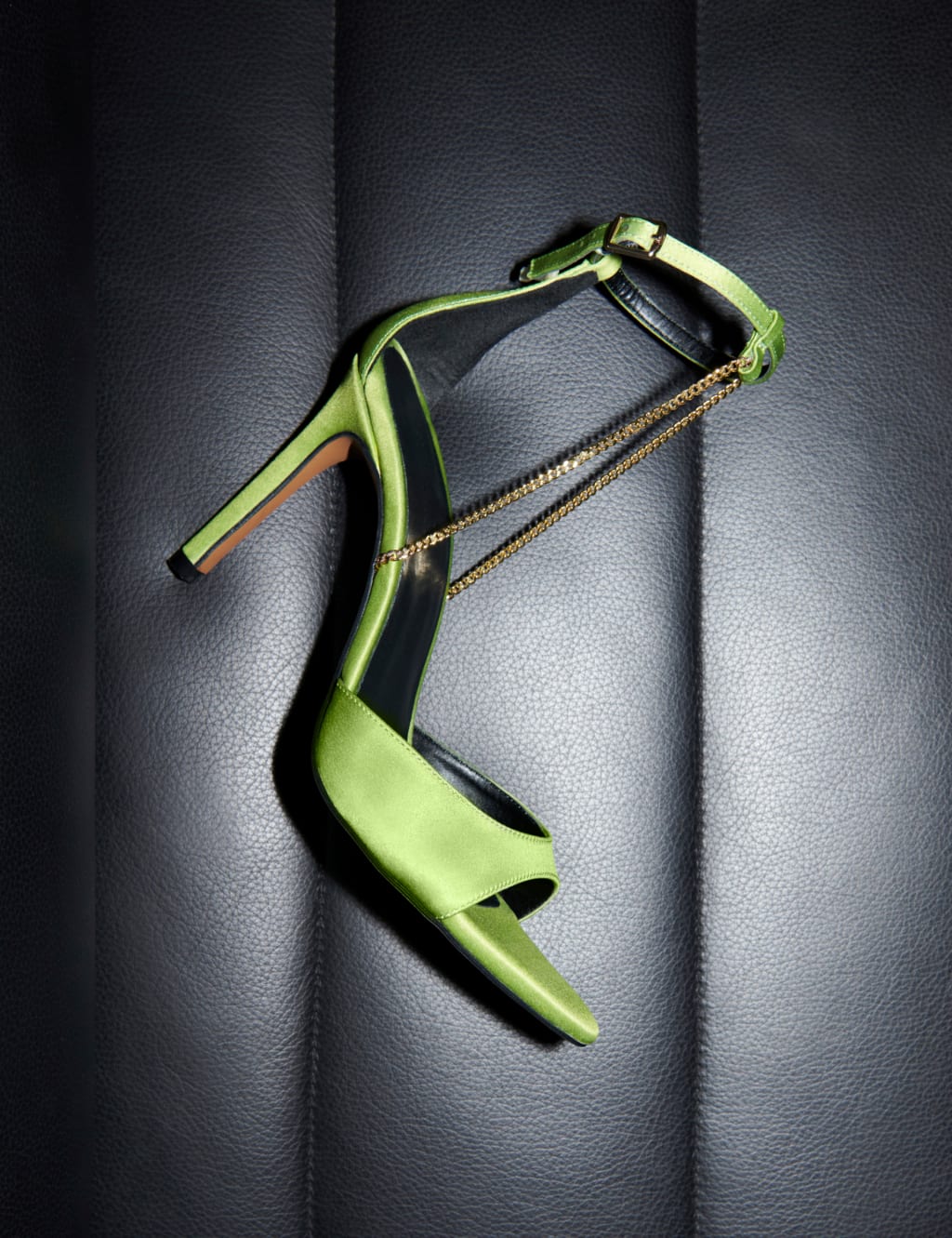 Chain-Detail Satin Sandals