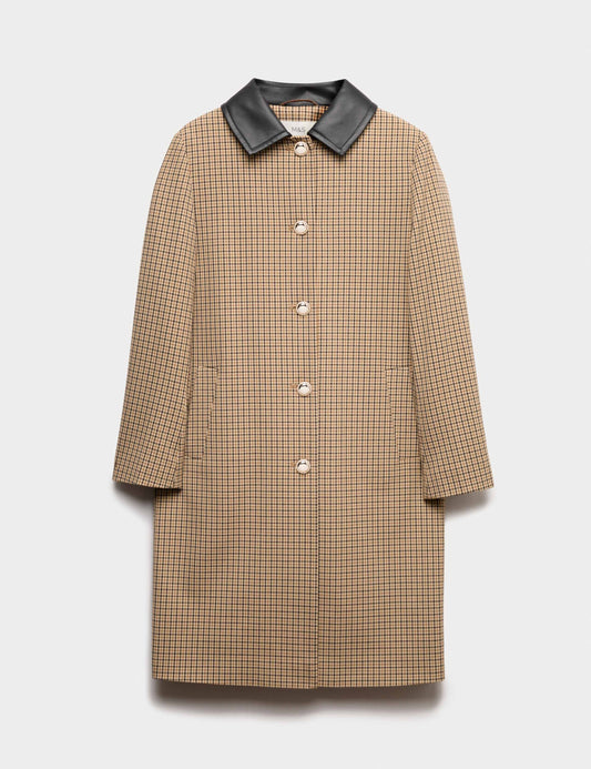 Checked Collared Car Coat