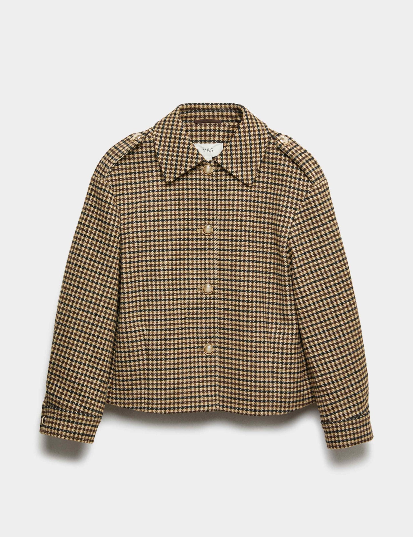 Checked Collared Short Jacket