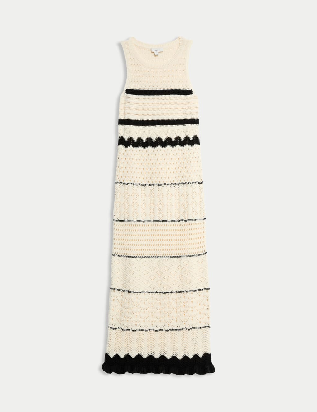 Cotton Blend Knitted Round Neck Midi Dress