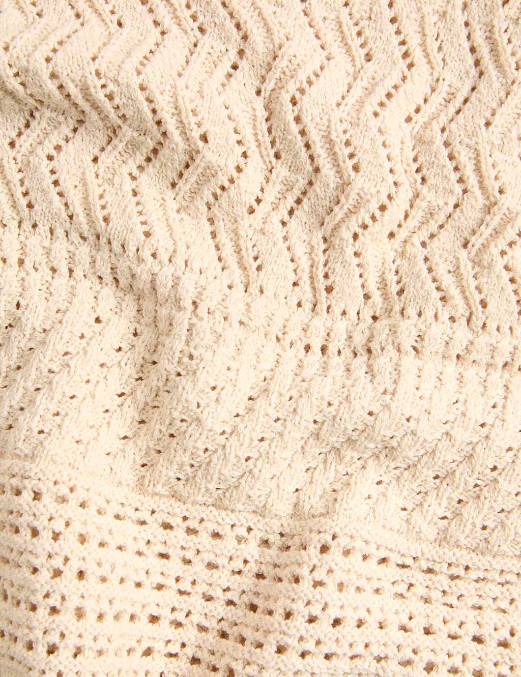 Cotton Blend Pointelle Scallop Edge Knitted Vest