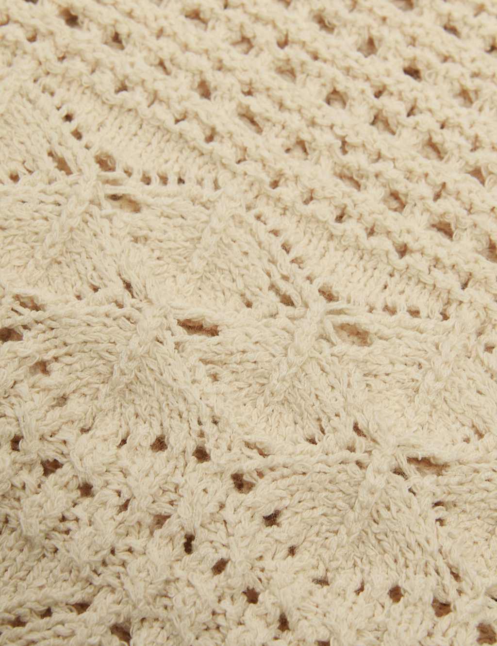 Cotton Blend Pointelle V-Neck Button Front Cardigan