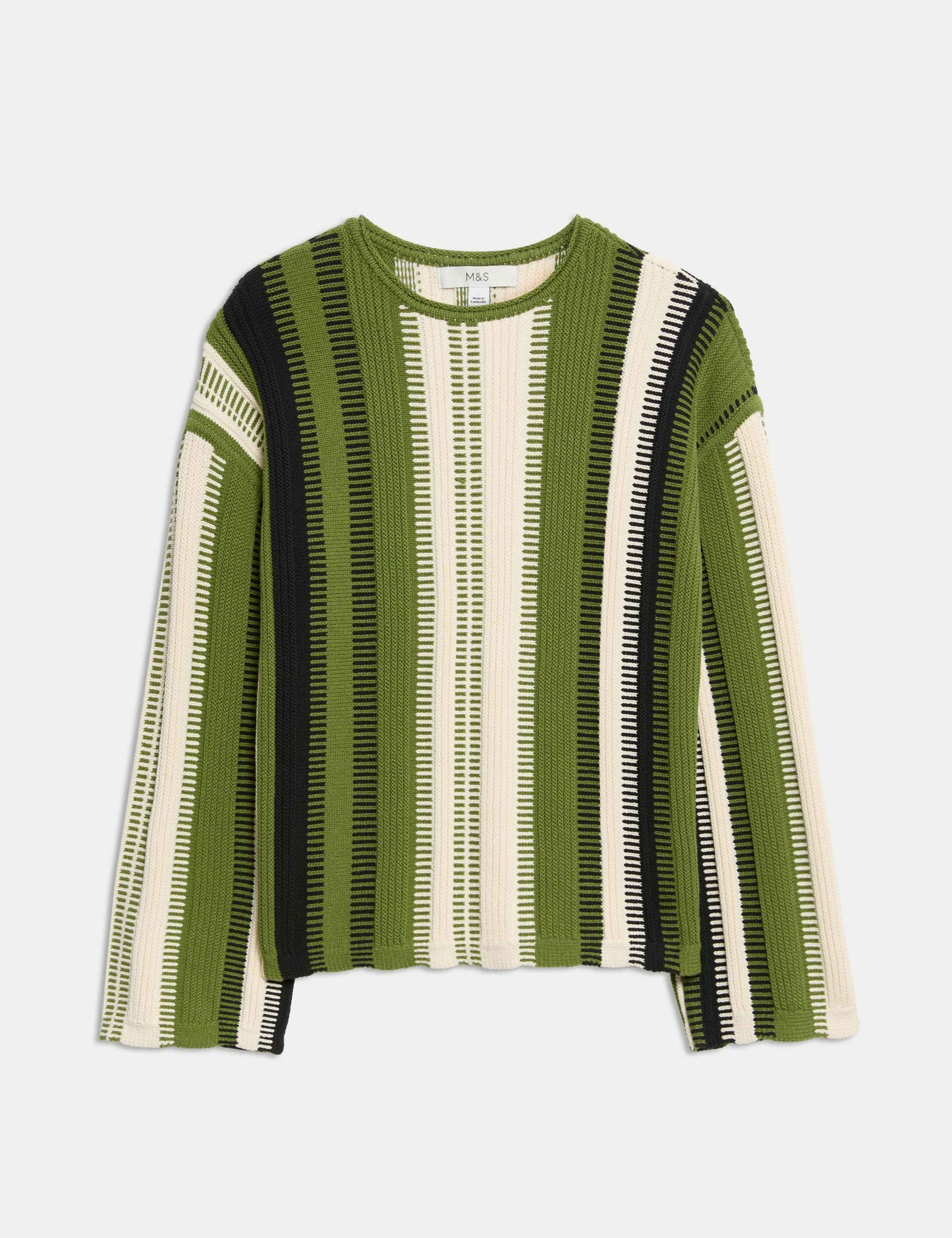 Cotton Rich Striped Crew Neck Jumper