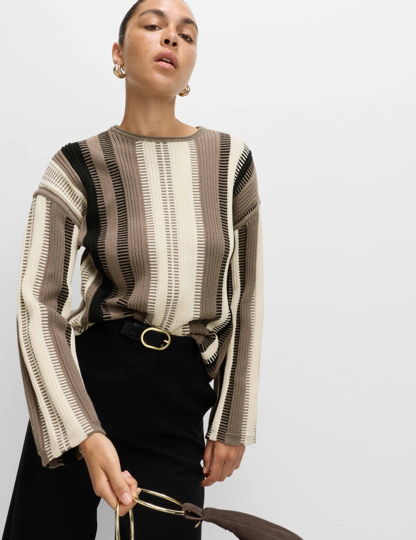 Cotton Rich Striped Crew Neck Jumper