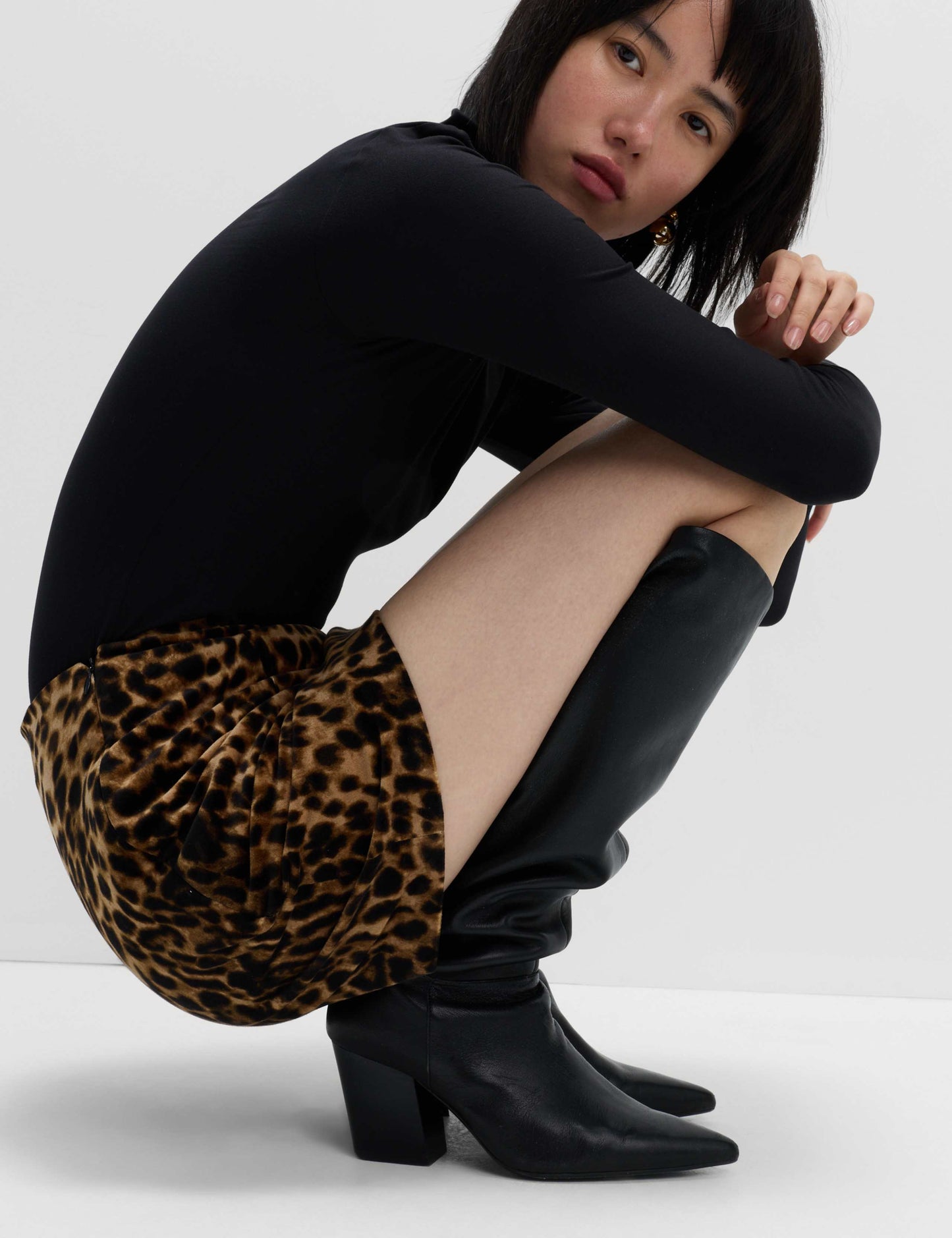 Cotton Rich Velvet Animal Print Mini Skirt