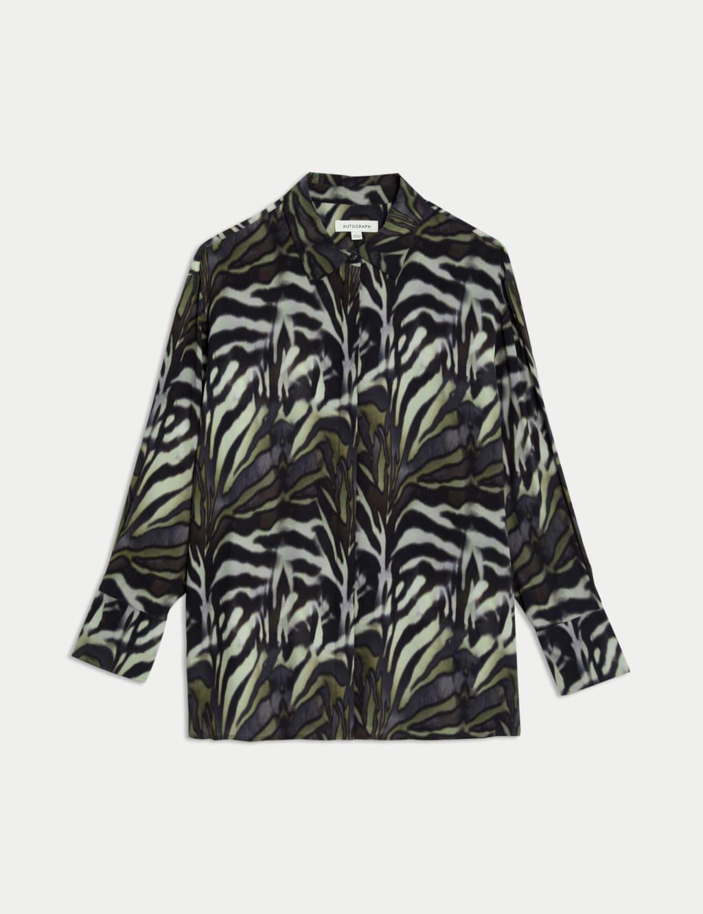 Cupro Rich Animal Print Collared Blouse