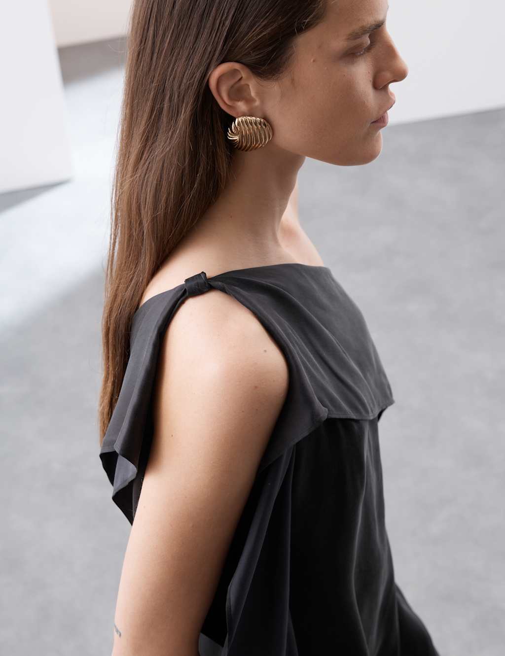 Cupro Rich One Shoulder Longline Top