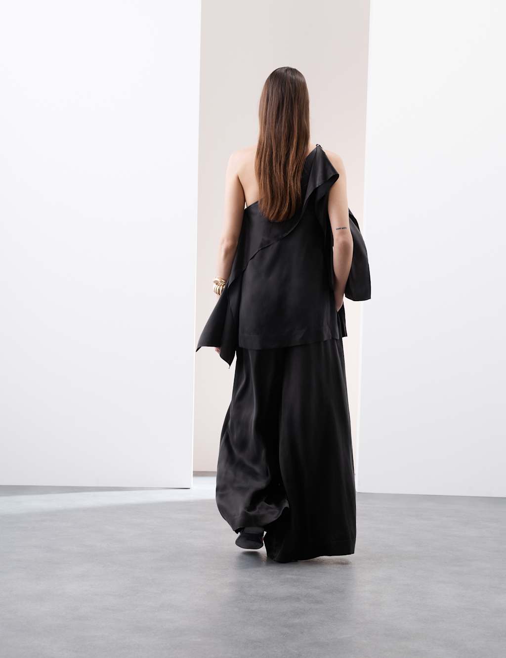 Cupro Rich Wide Leg Palazzo Trousers