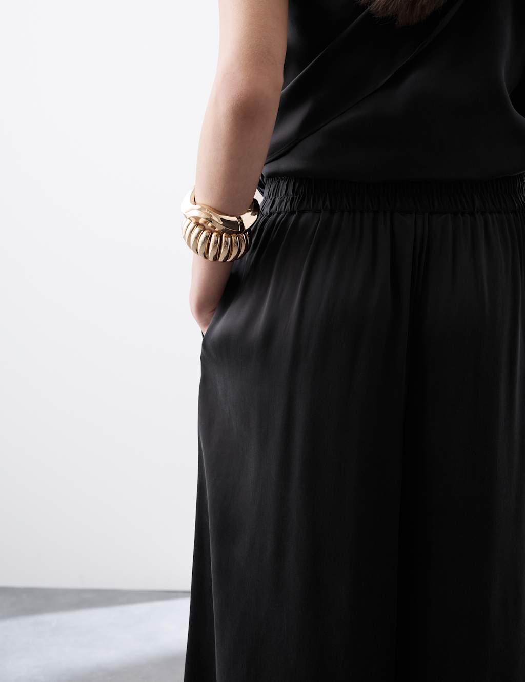 Cupro Rich Wide Leg Palazzo Trousers