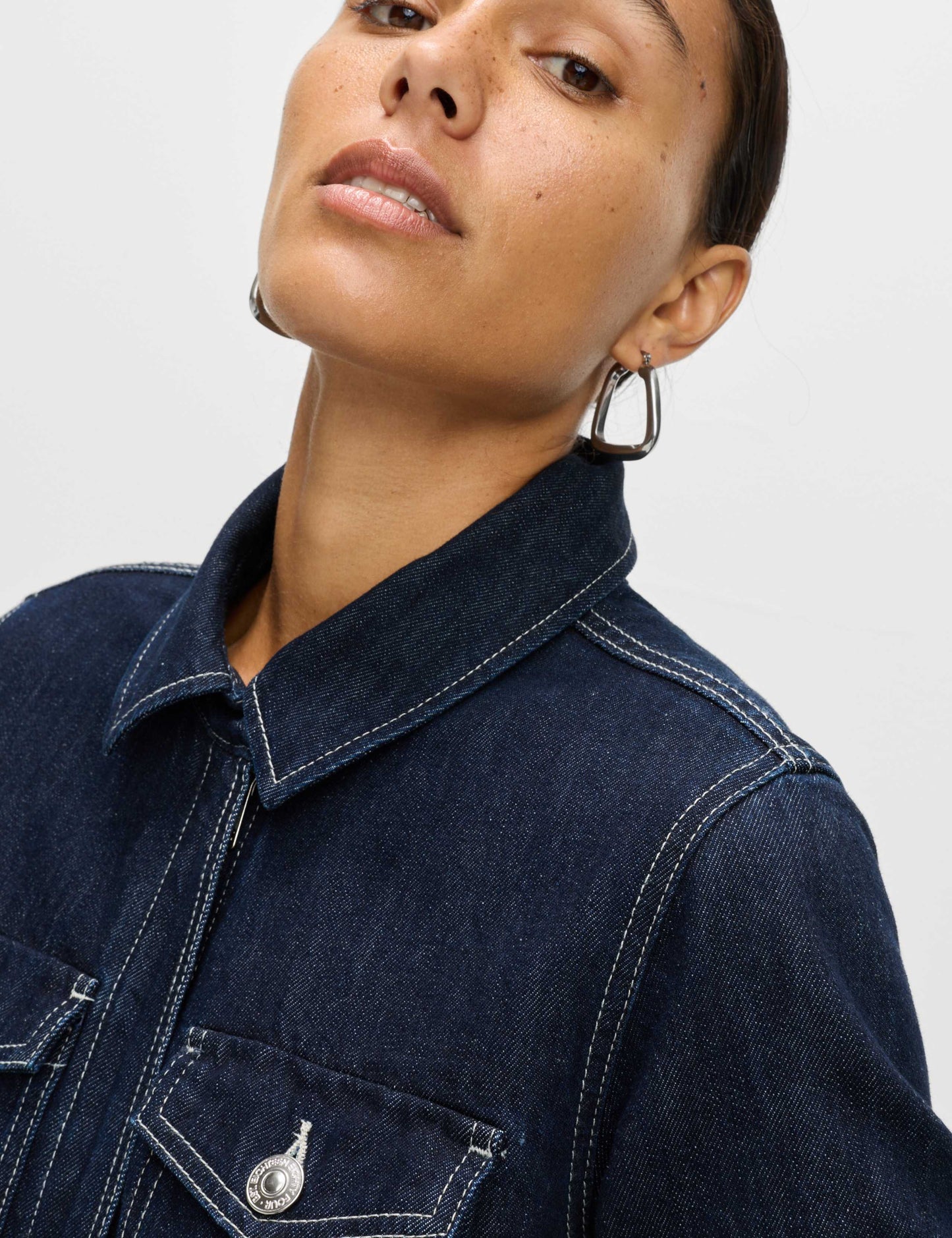 Denim Belted Wide Leg Utility Jumpsuit