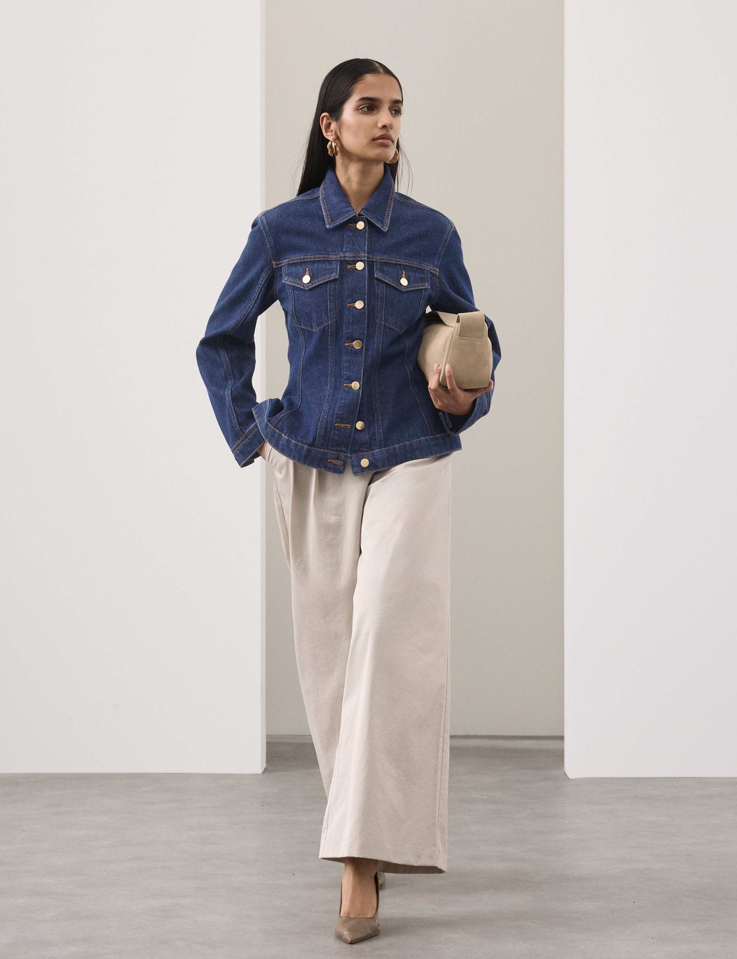 Denim Cinched Waist Jacket