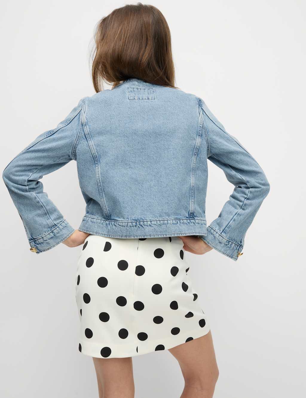Denim Collarless Short Jacket