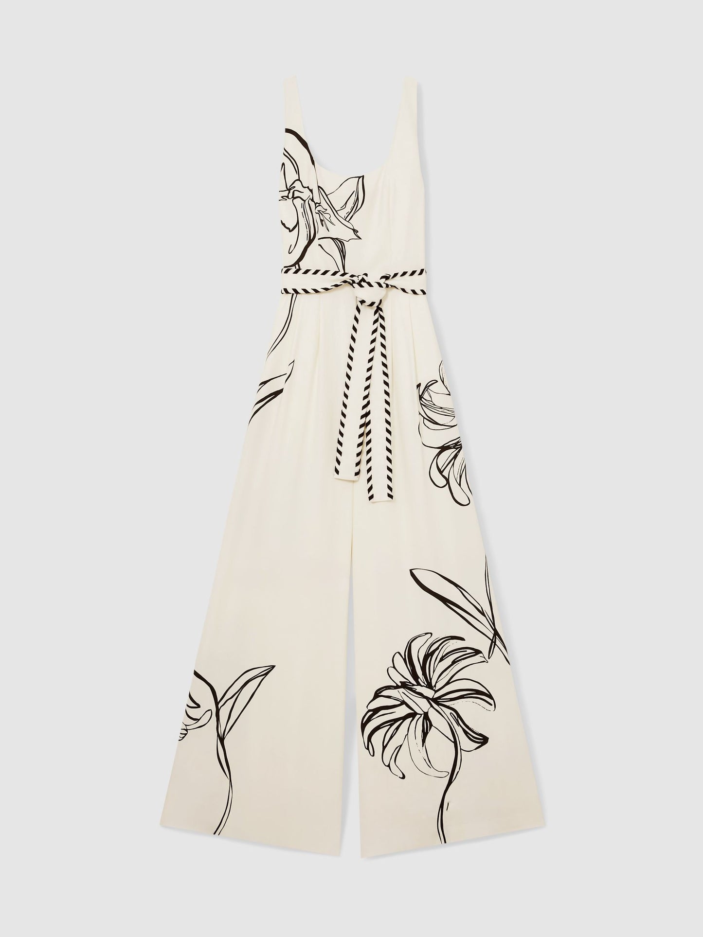 NYBG Floral-Print Jumpsuit in Ivory/Black