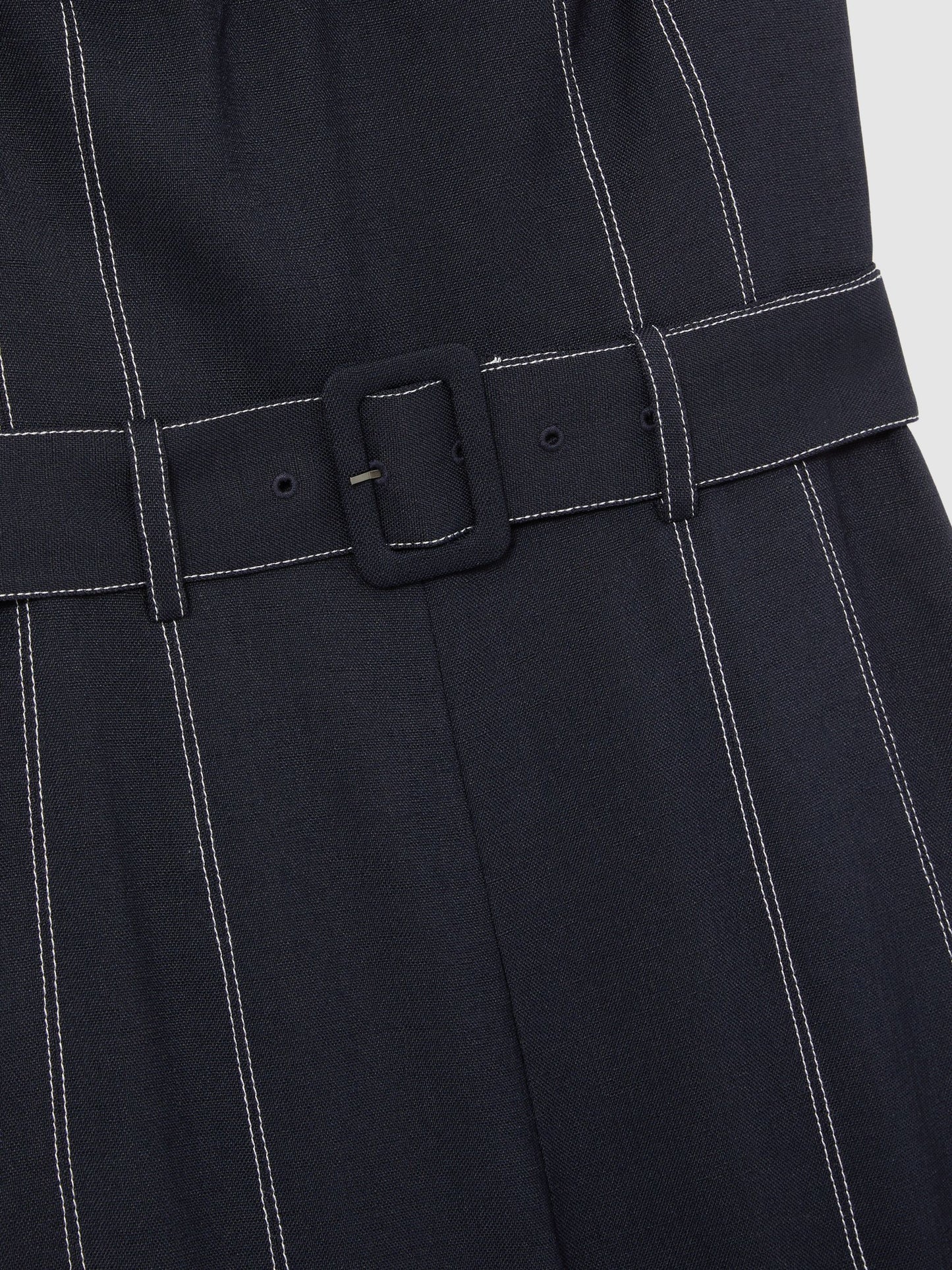 Contrast Stitch Structured Jumpsuit in Navy