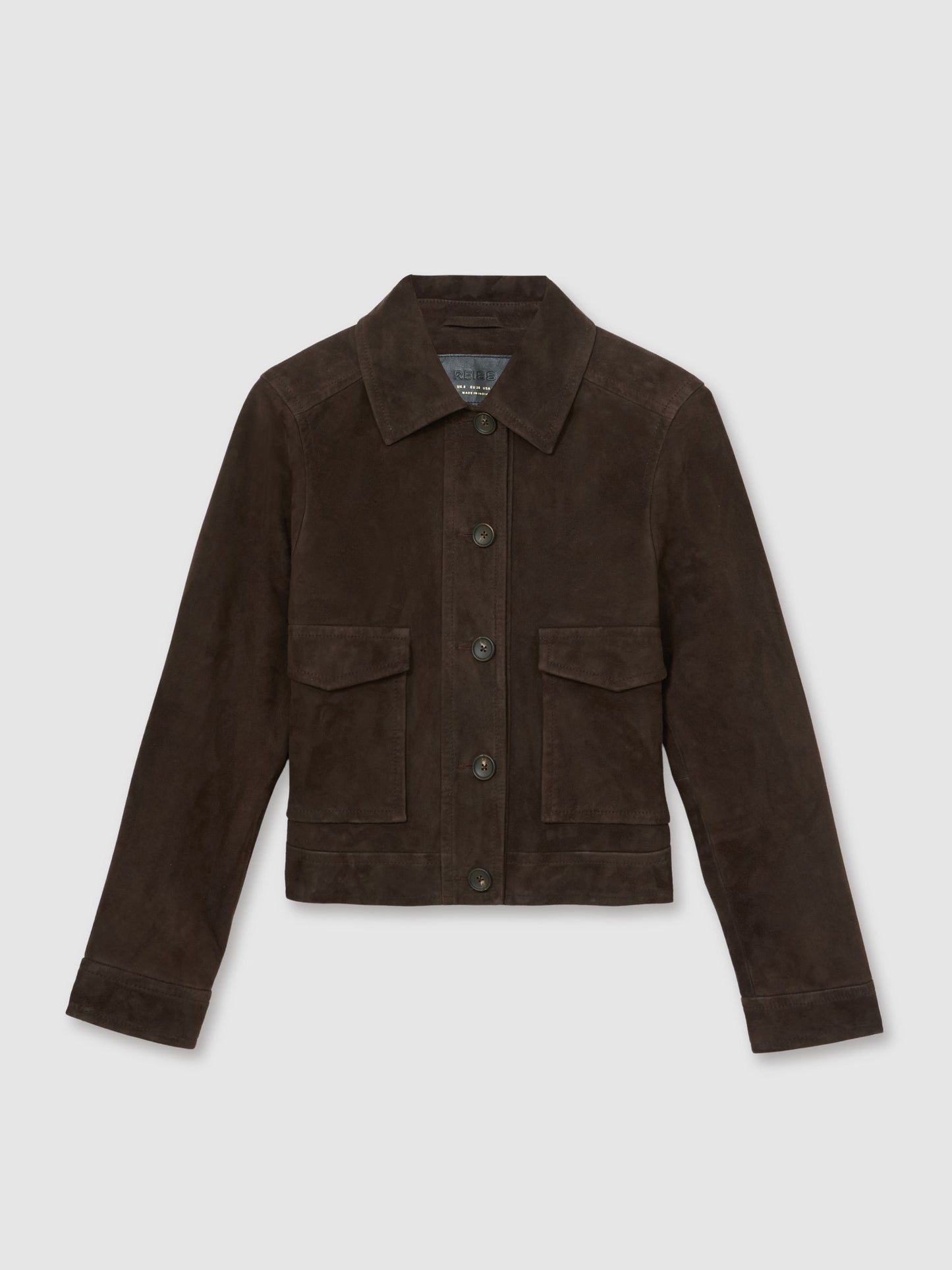 Reiss Trucker Jacket in Chocolate Brown