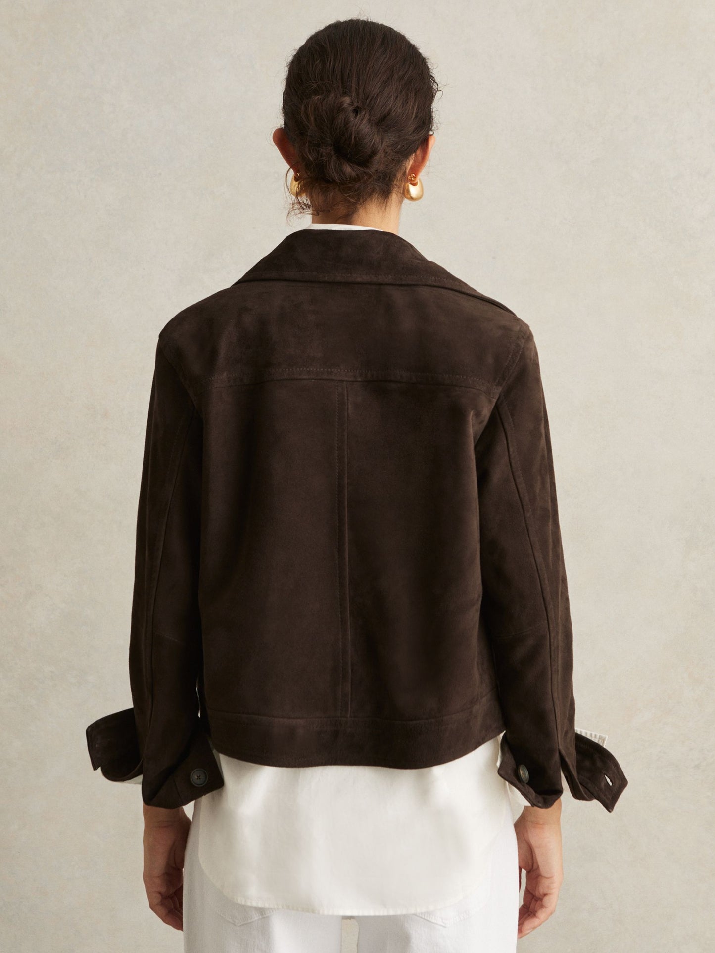 Reiss Trucker Jacket in Chocolate Brown