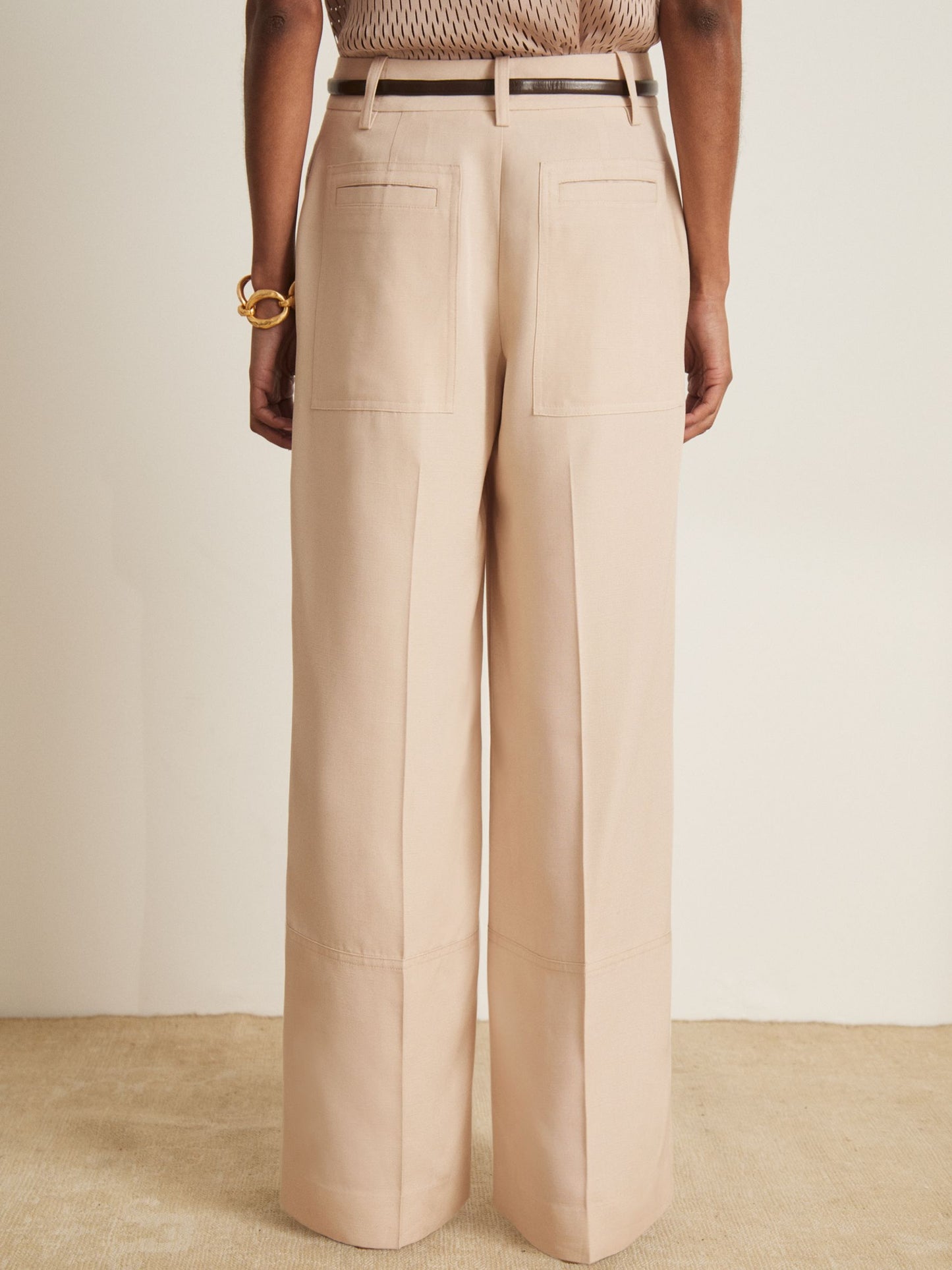 Reiss Atelier Wide-Leg Woven Trousers in Off White