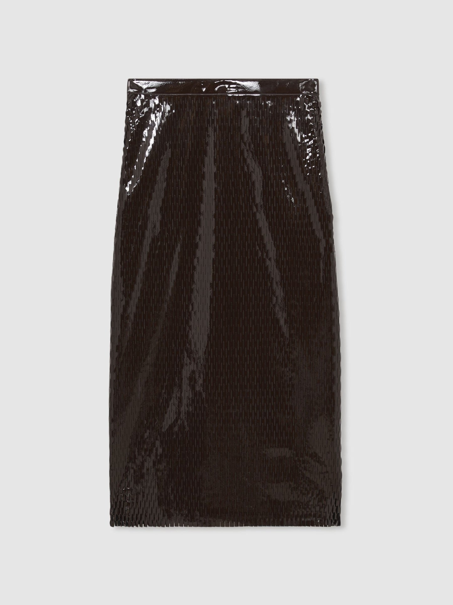 Reiss Atelier Laser-Cut Pencil Skirt in Chocolate