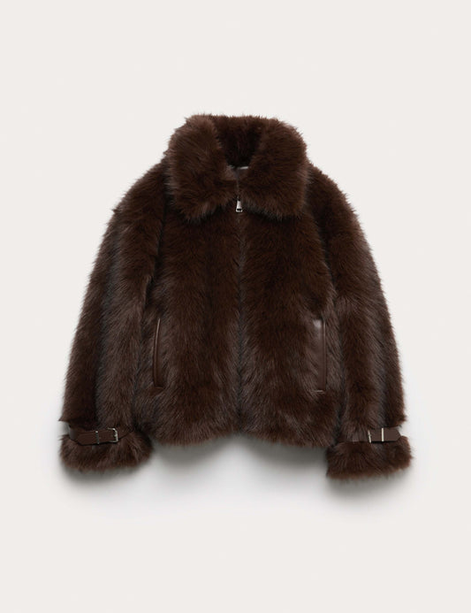 Faux Fur Aviator Coat