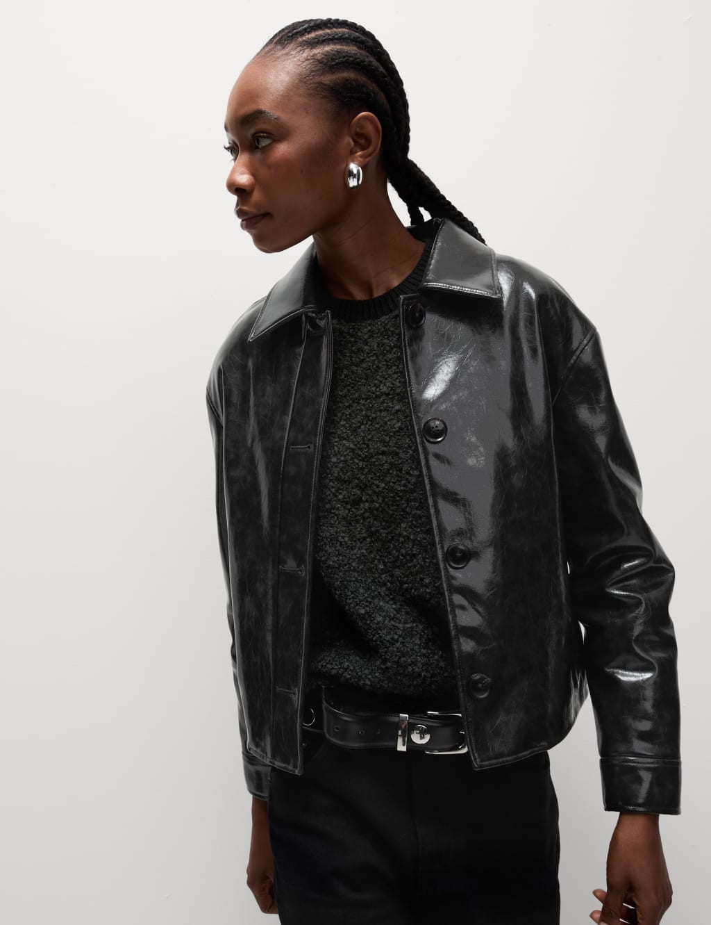 Faux Leather High Shine Jacket