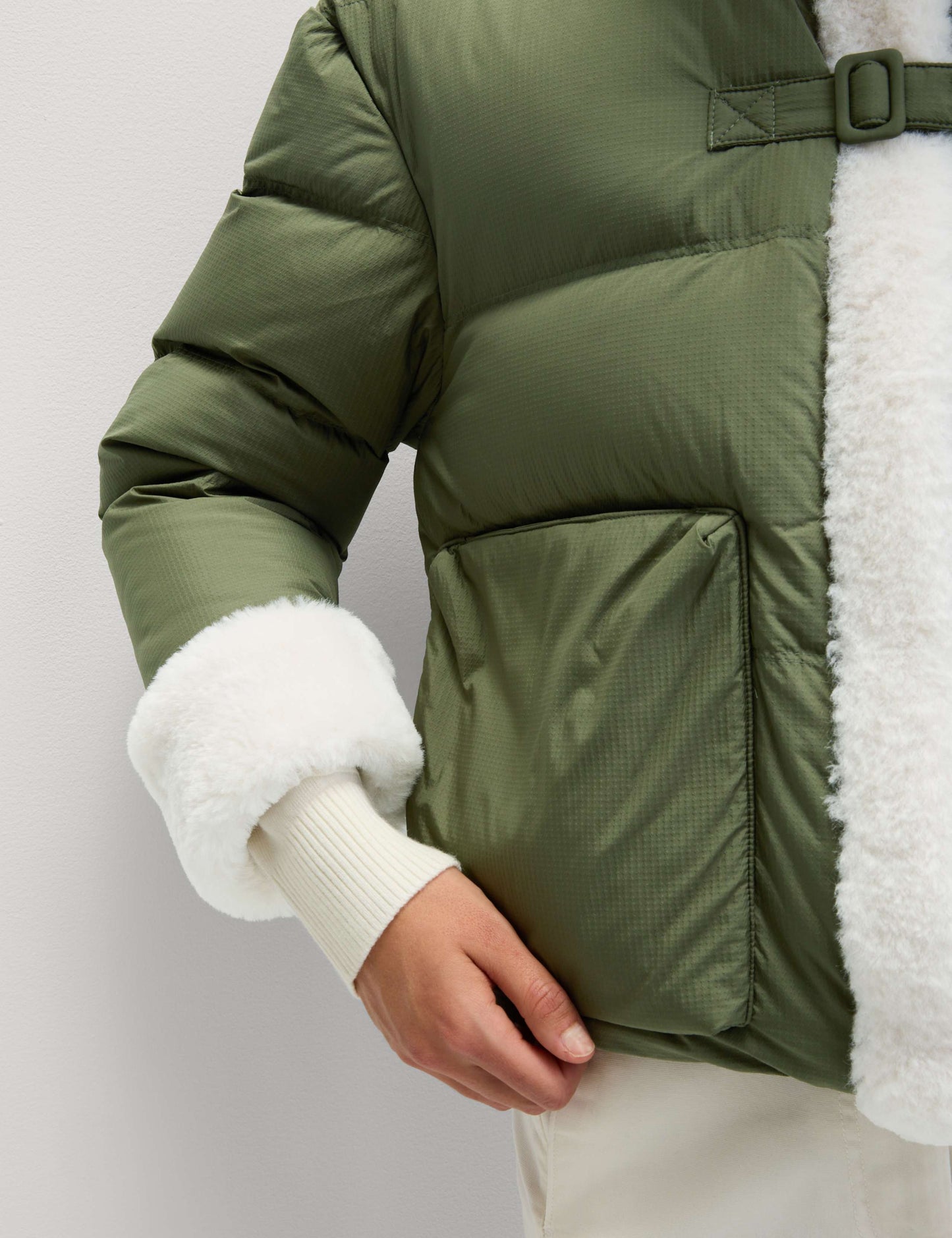 Feather & Down Padded Borg Trim Jacket