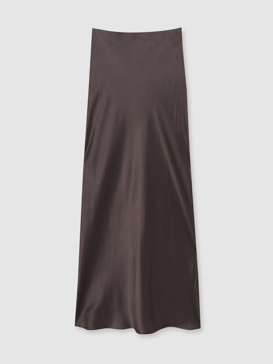 Silk Slip Maxi Skirt in Mauve