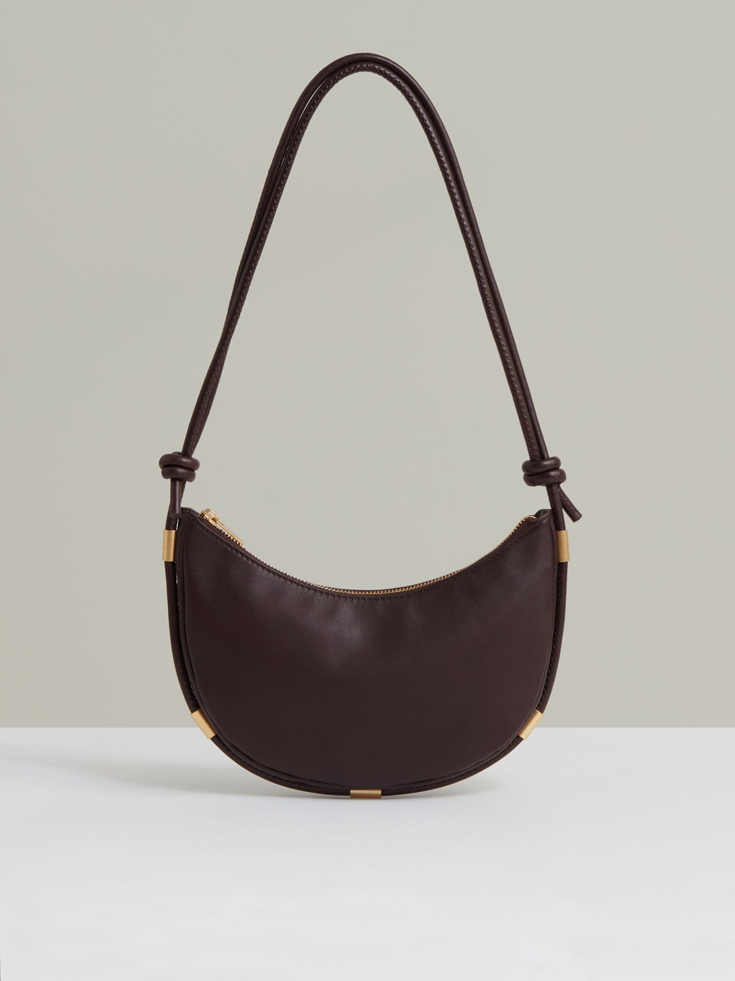 Leather Rope Strap Shoulder Bag in Oxblood