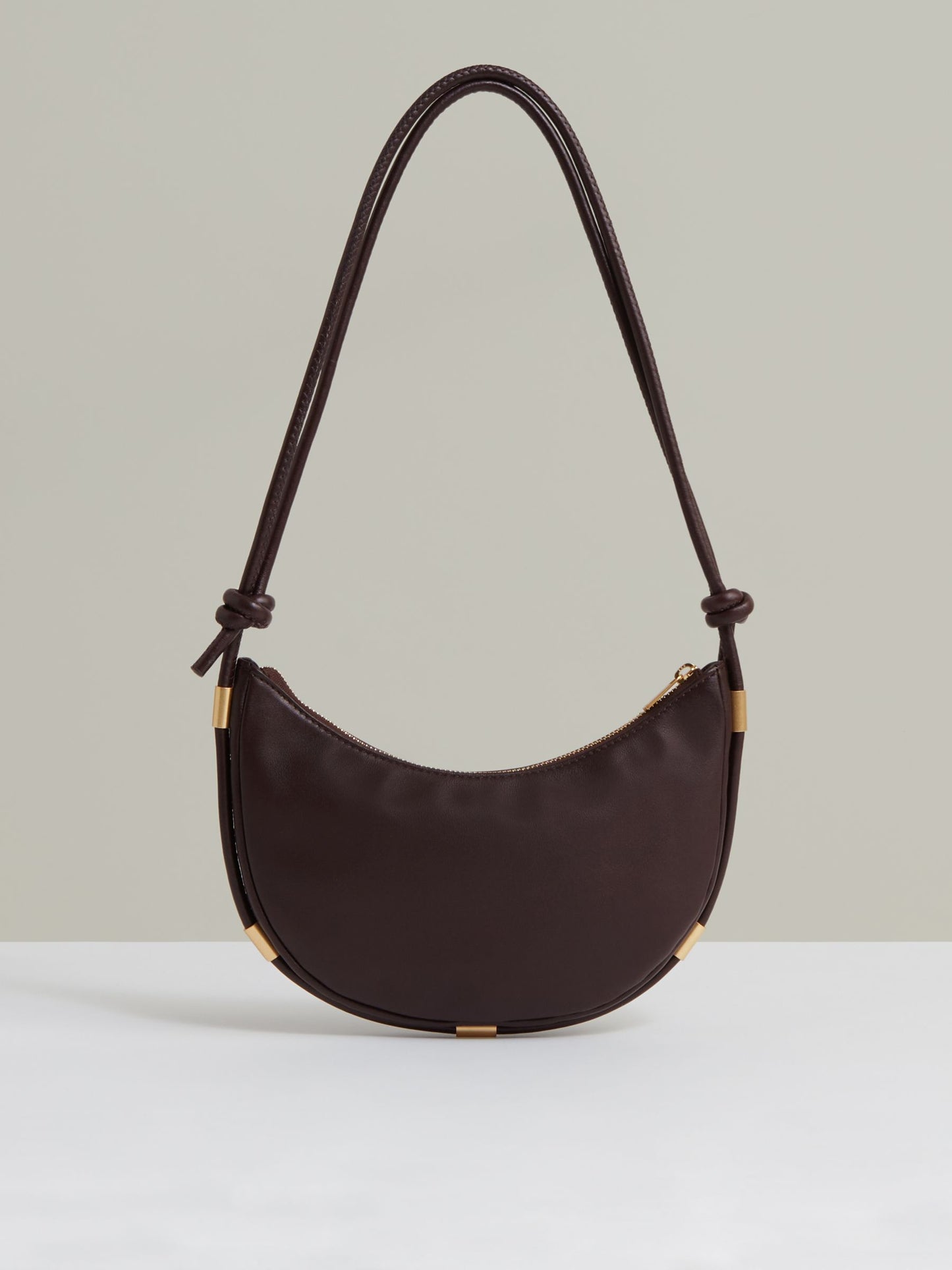 Leather Rope Strap Shoulder Bag in Oxblood