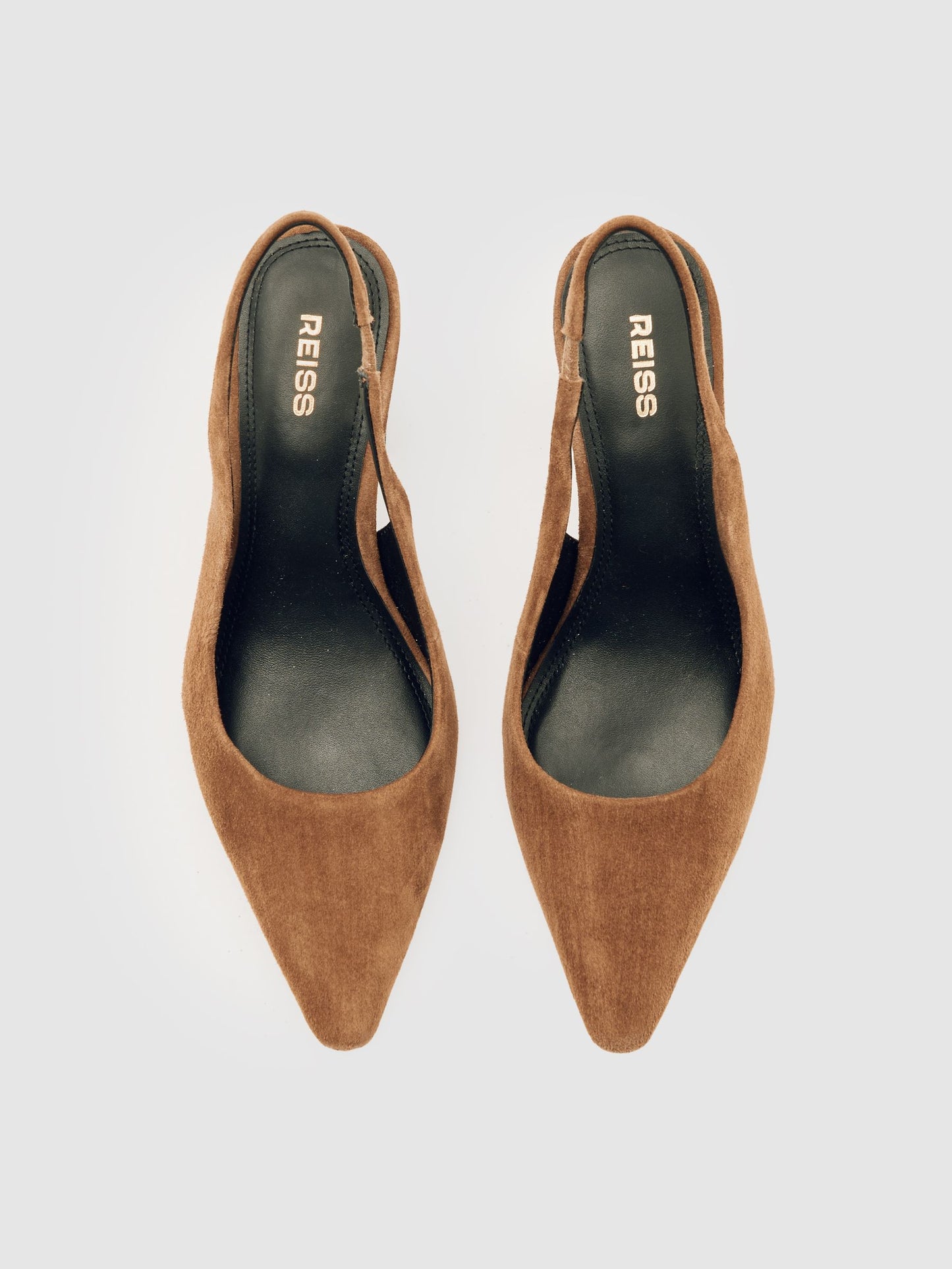 Reiss Suede Slingback Court Shoes in Tan