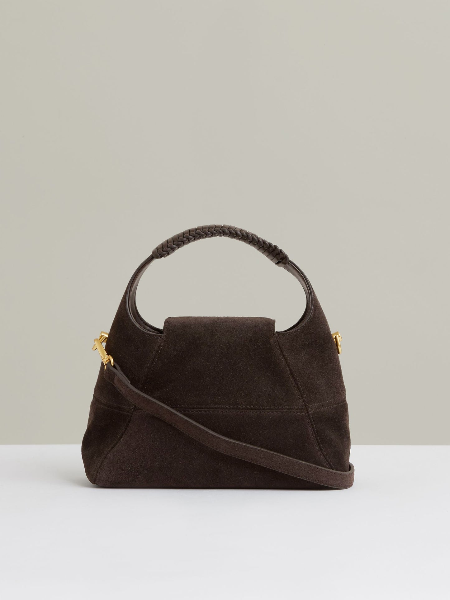 Suede Shoulder Bag in Chocolate