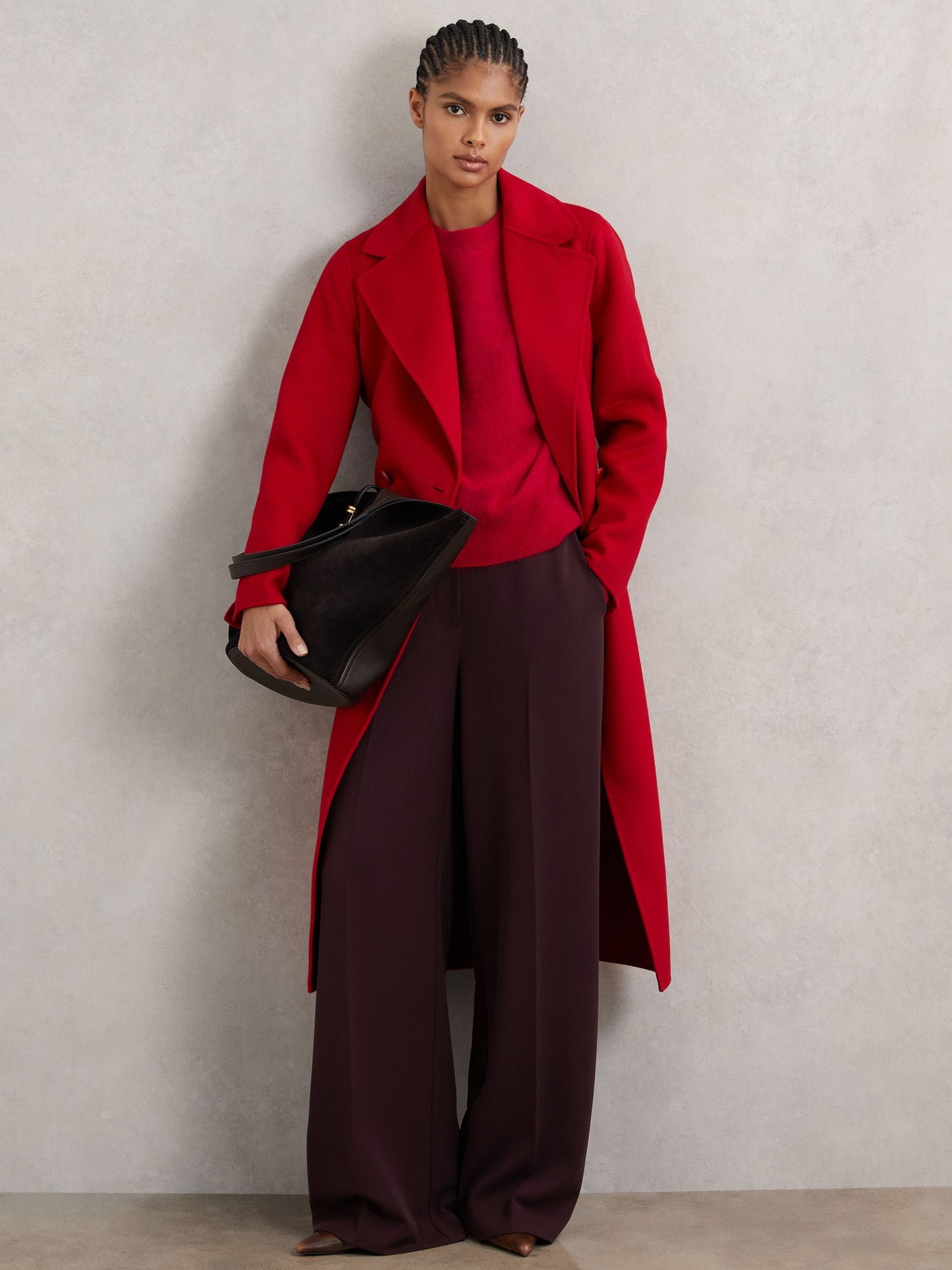 Brushed Cashmere Crew Neck Jumper in Red