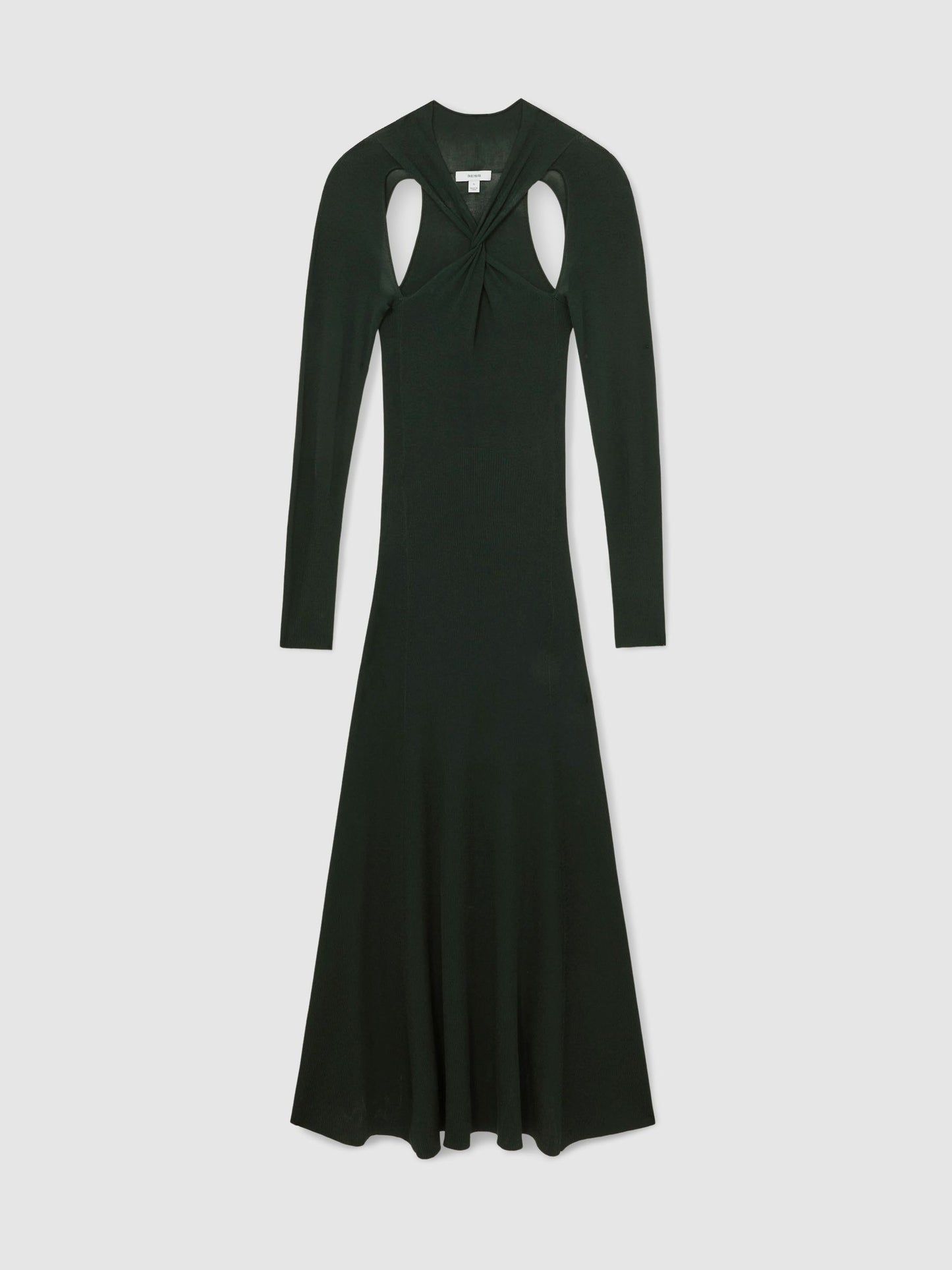 Cut-Out Knitted Maxi Dress in Dark Green