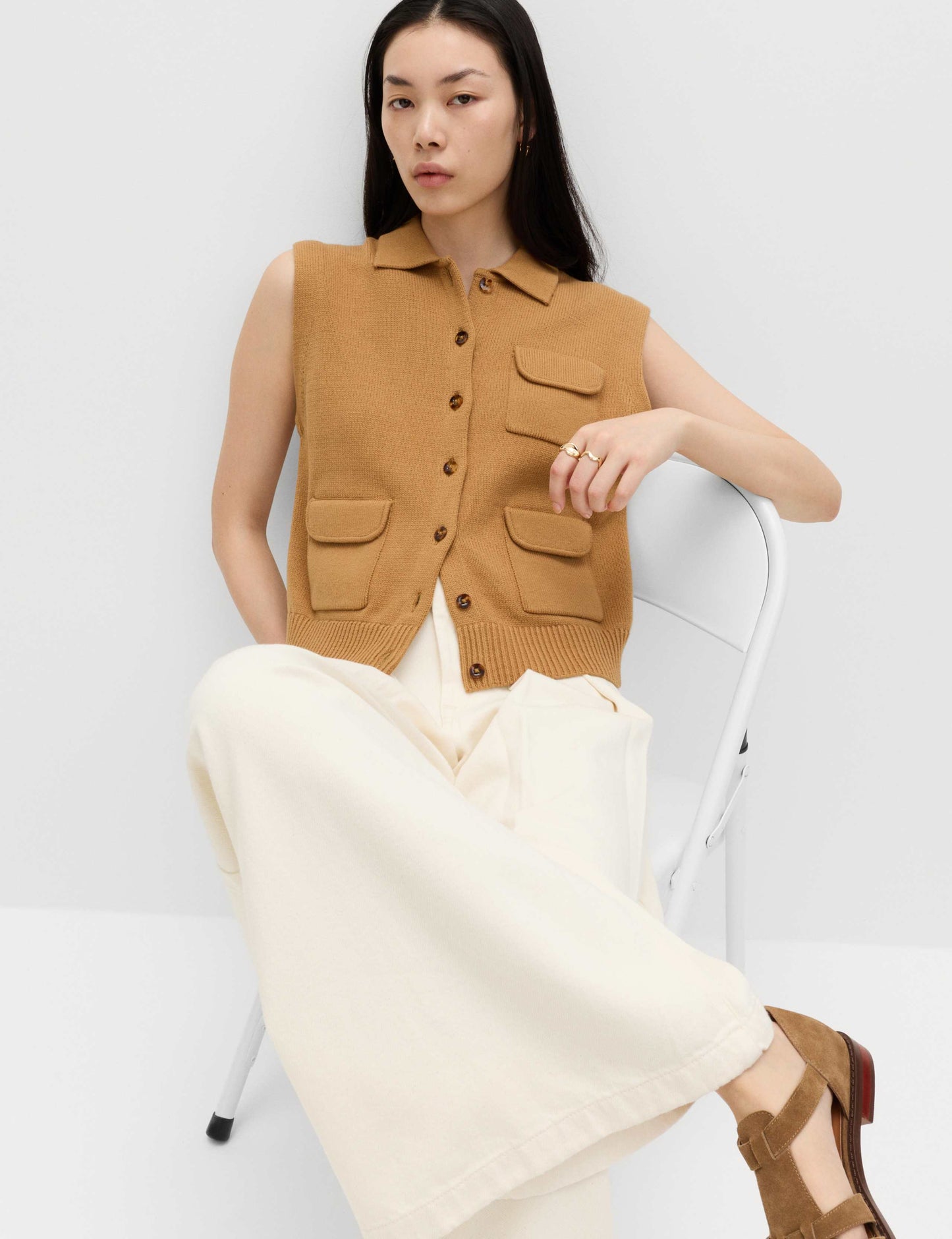 High Waisted Pleated Palazzo Jeans