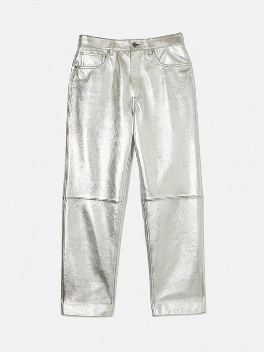Leather silver jeans
