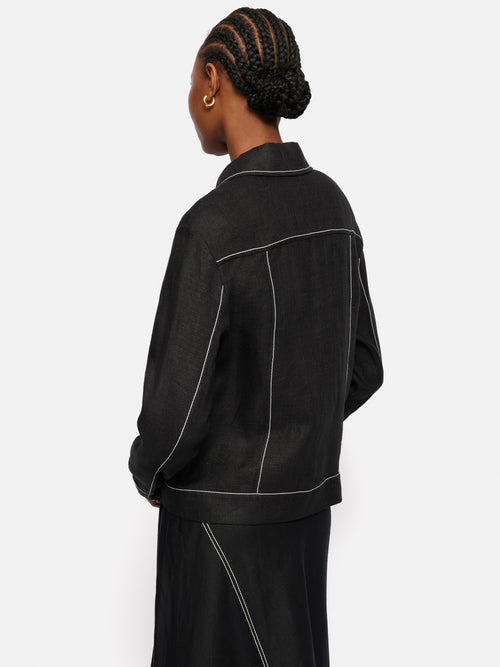 Linen cropped utility jacket