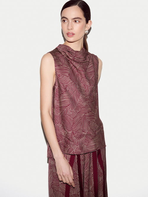 Optic Swirl Cowl Neck Top