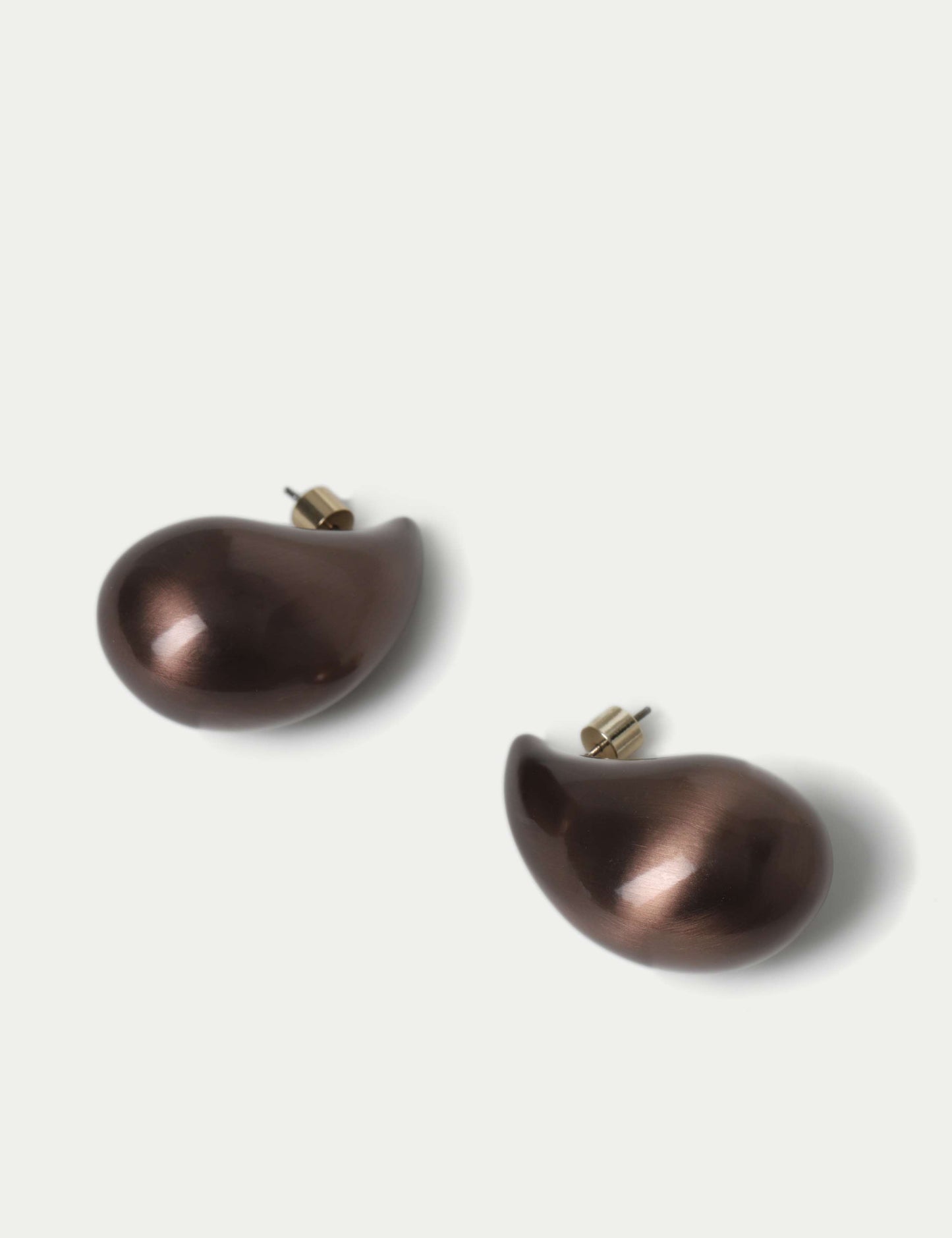Large Brushed Tear Drop Stud Earrings