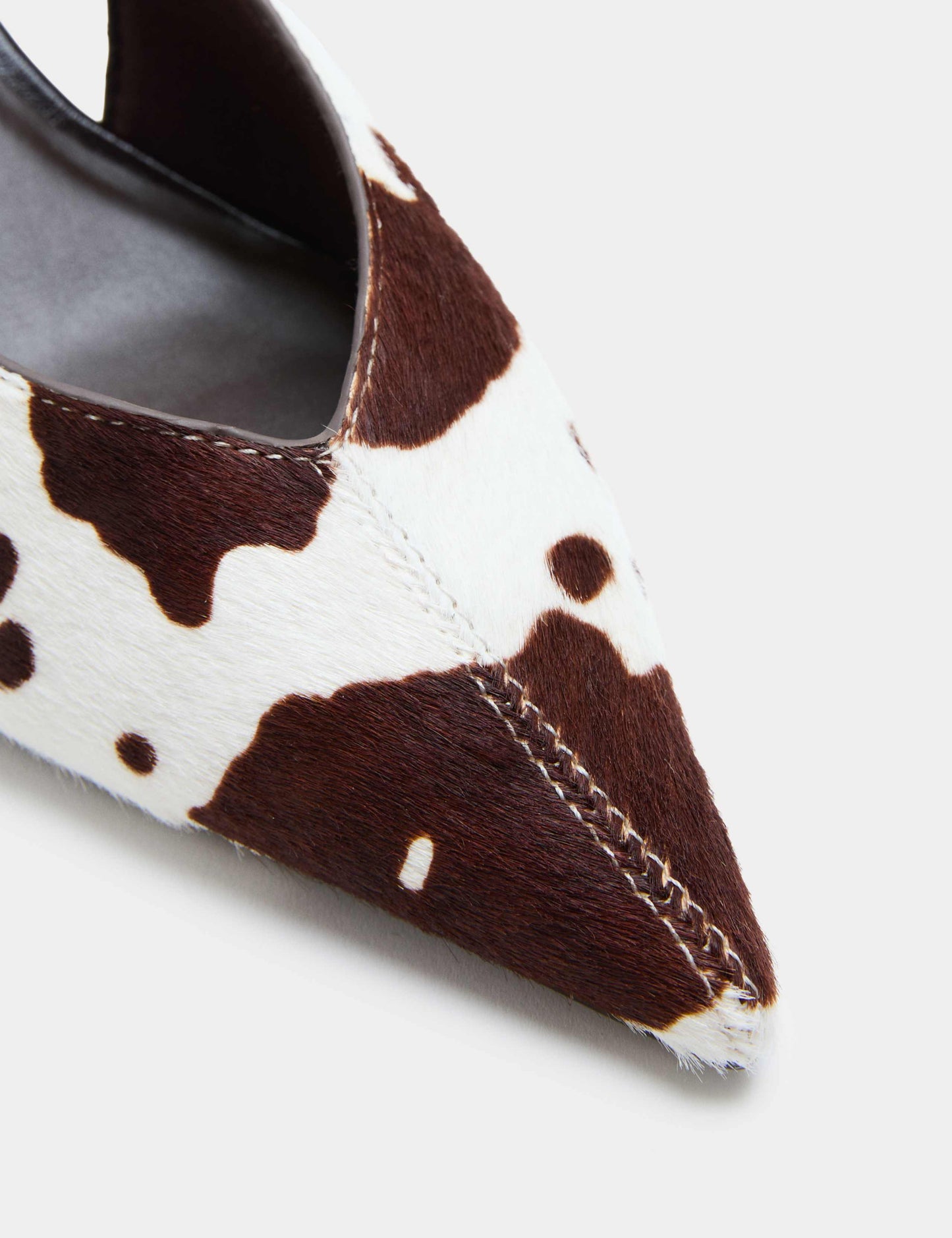 Leather Hair On Wedge Pointed Slingback Shoes