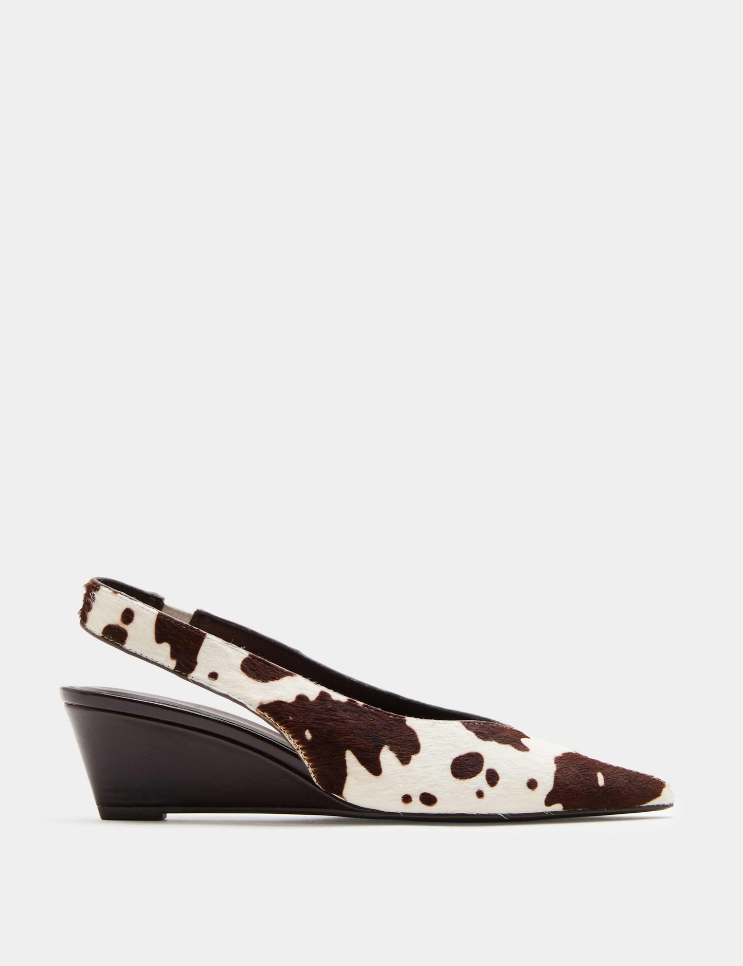 Leather Hair On Wedge Pointed Slingback Shoes