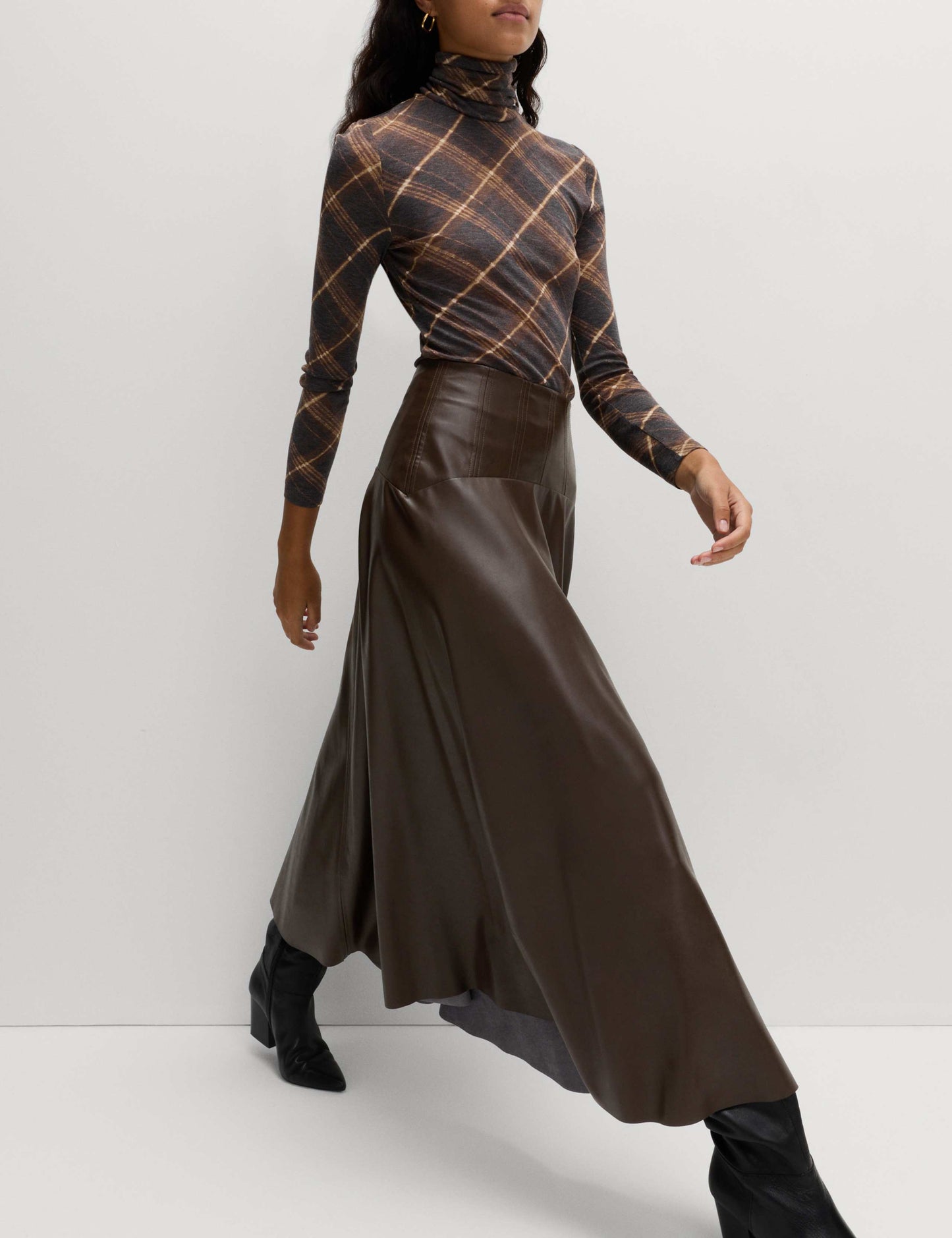 Leather Look Pleated Midaxi Skirt