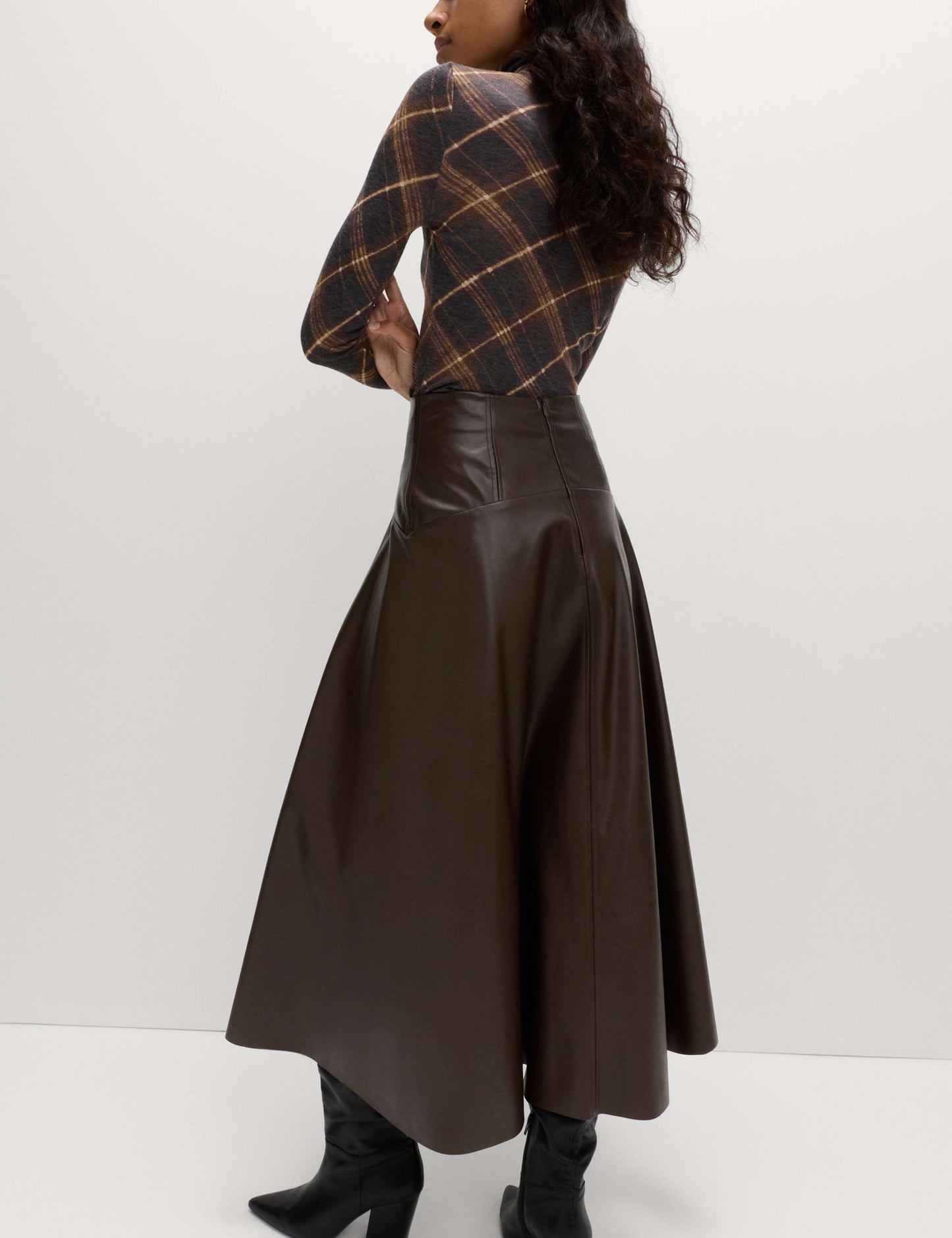 Leather Look Pleated Midaxi Skirt