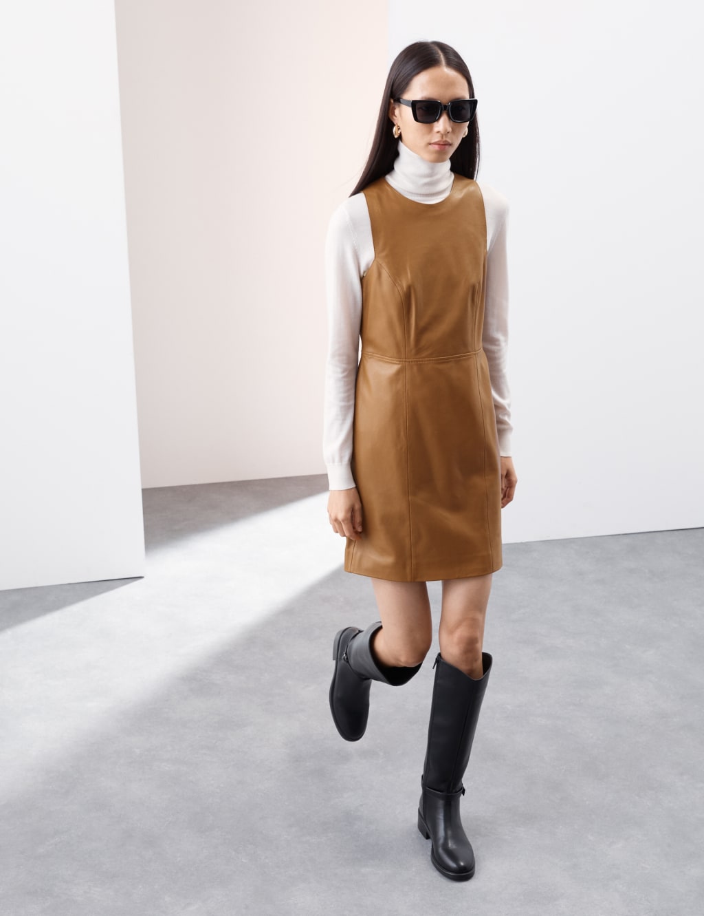 Leather Mini Shift Dress