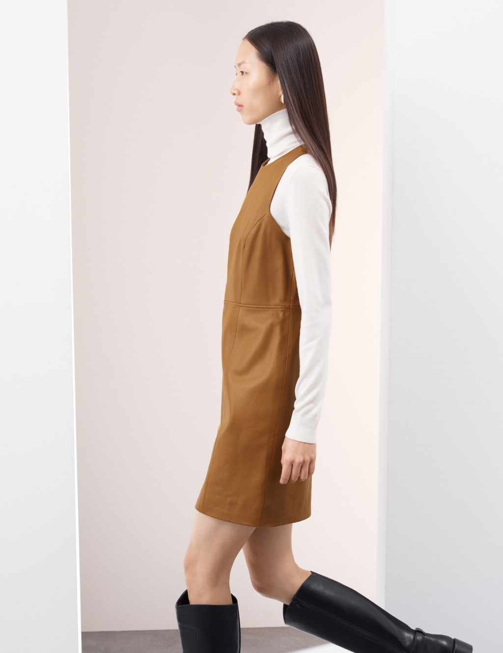 Leather Mini Shift Dress
