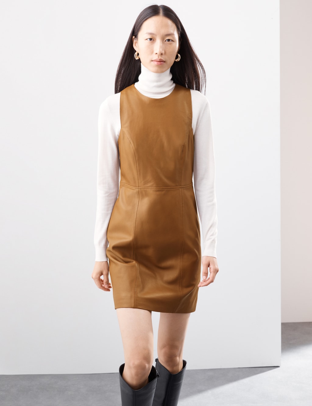 Leather Mini Shift Dress