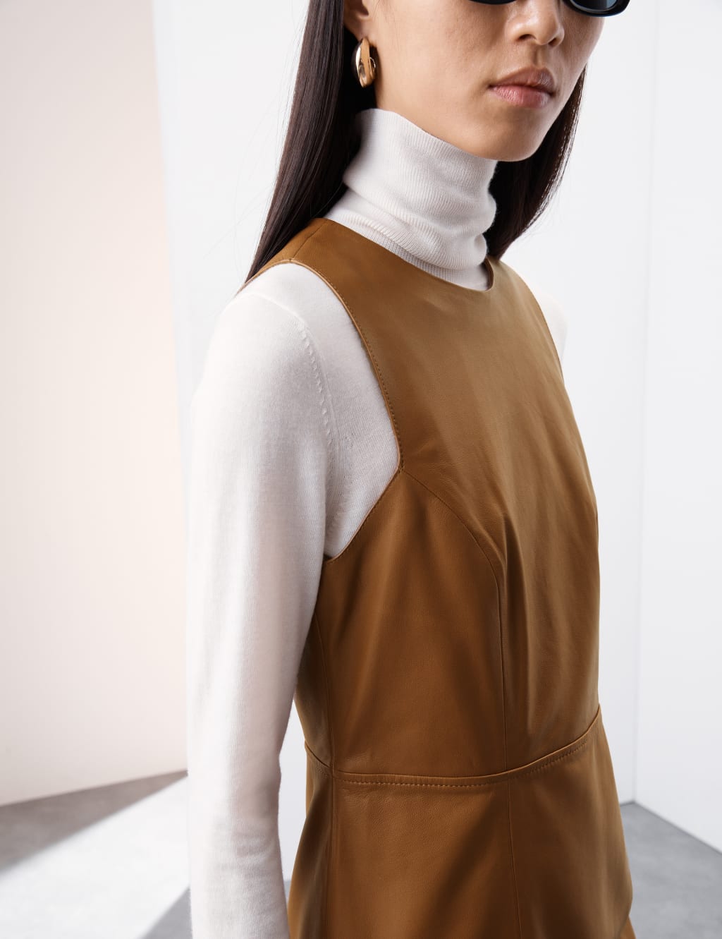 Leather Mini Shift Dress
