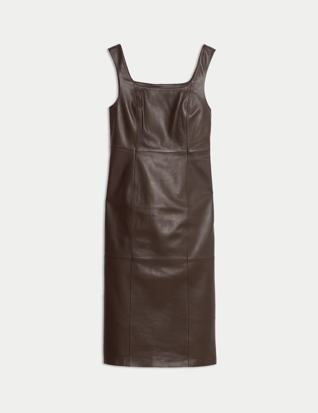 Leather Square Neck Midi Column Dress