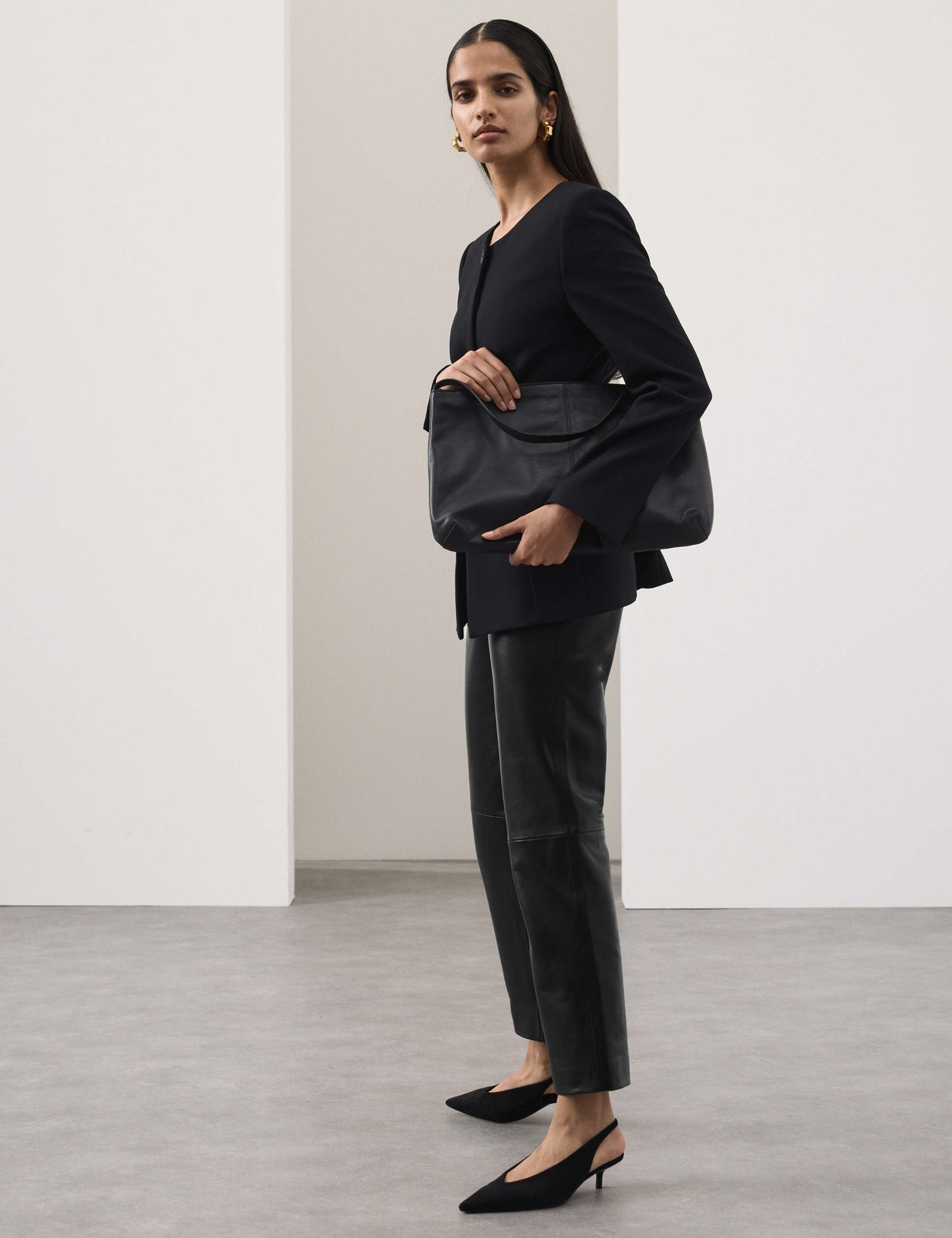 Leather Straight Leg Trousers