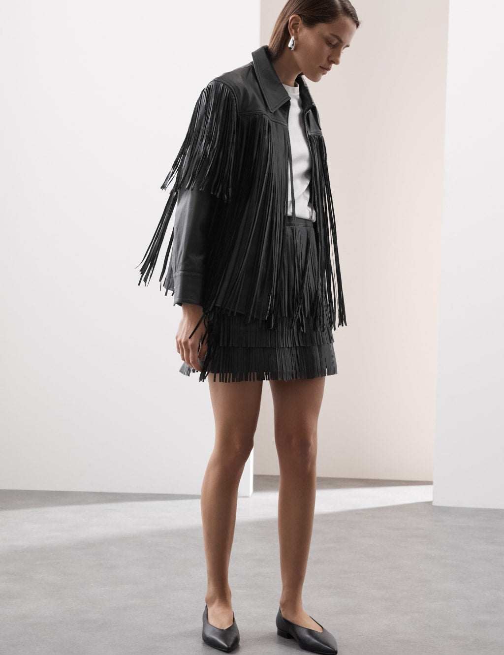 Leather Tassel Fringed Biker Jacket
