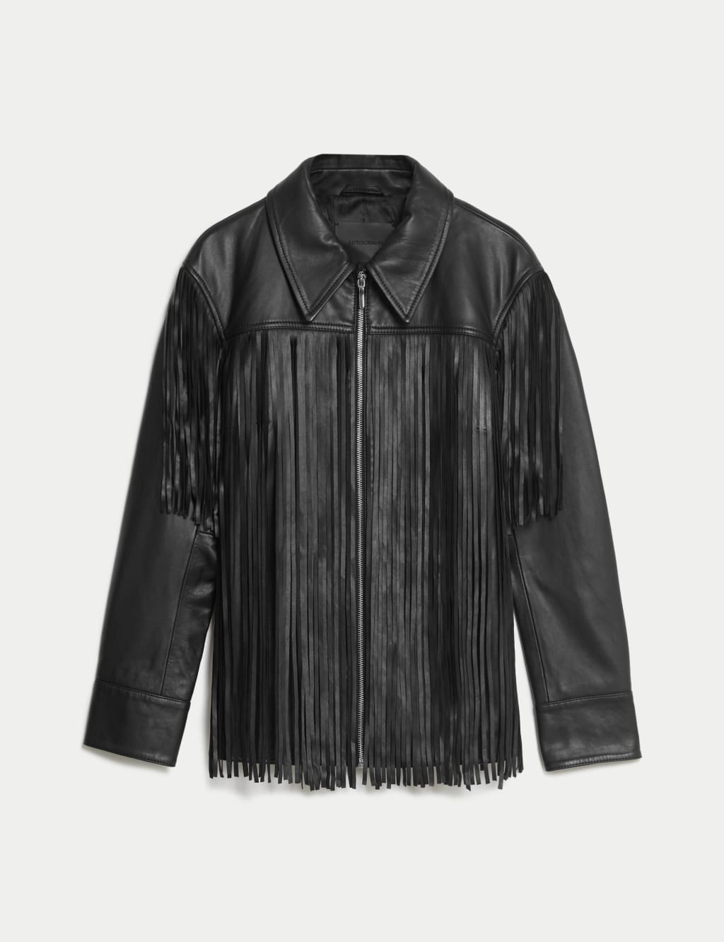 Leather Tassel Fringed Biker Jacket