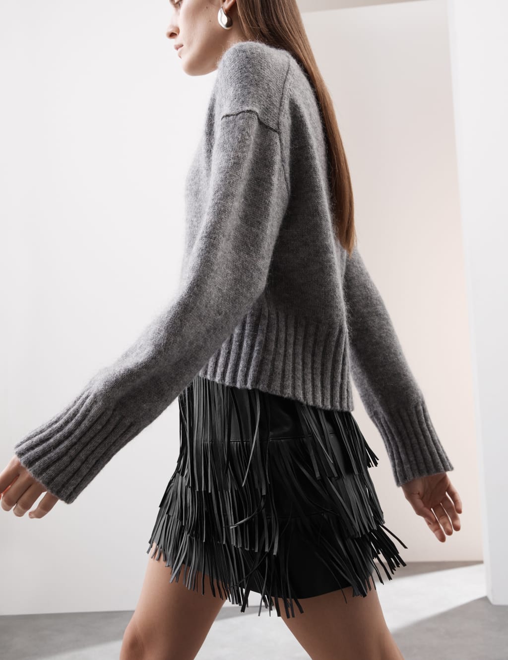 Leather Tassel Mini A-Line Skirt